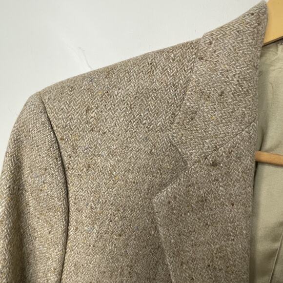 VTG Clubman Anderson Little Tan Beige Wool Blazer Sport Jacket Elbow Patches 40S - Picture 8 of 15